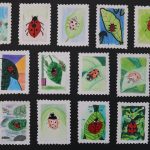 Drawings of ladybirds on stamps